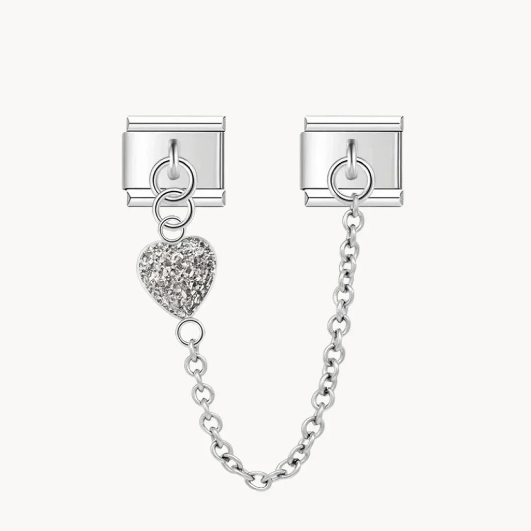 Double charme avec chaîne et cœur - Italian Charms France