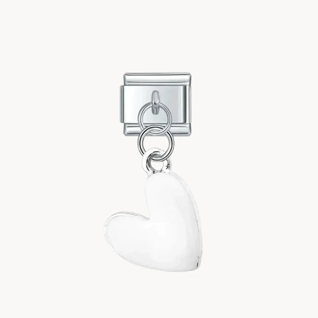 Cœur blanc suspendu - Italian Charms France