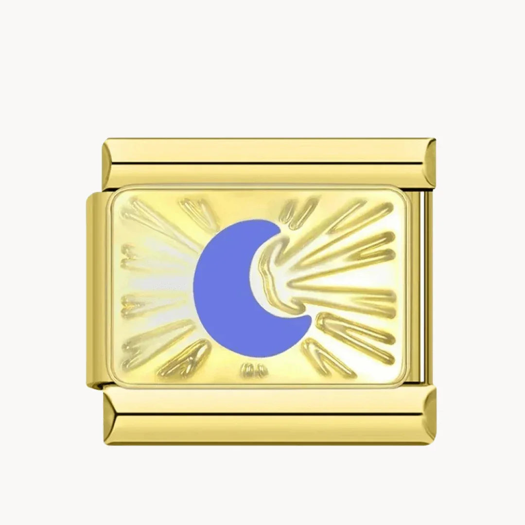 Lune bleu sur fond or - Italian Charms France